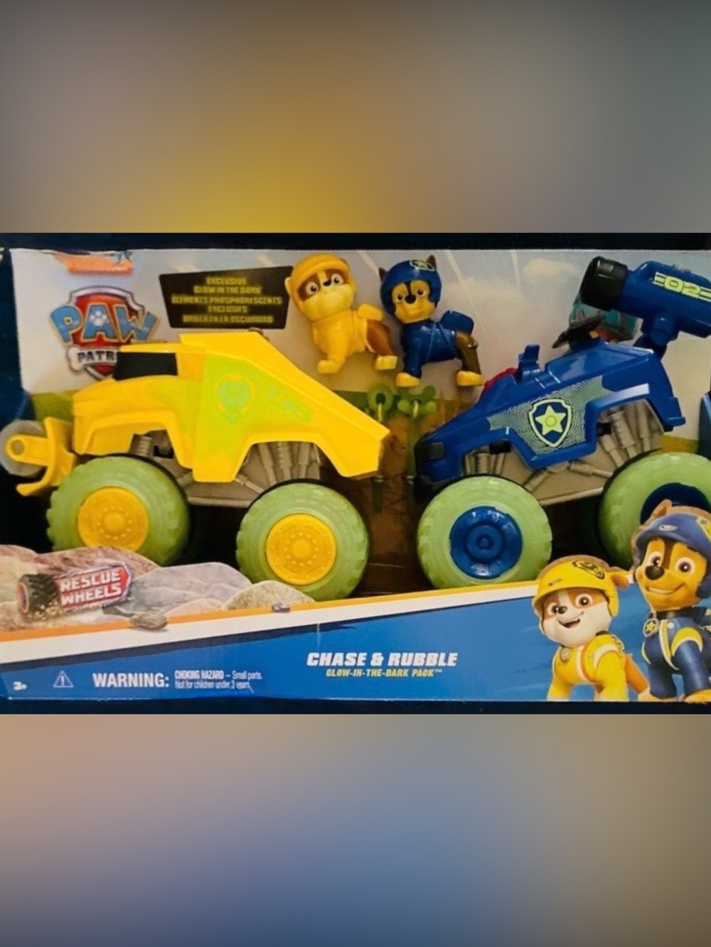 Paw Patrol Rescue Wheels Rubble and chase. New! Glow in dark! Rare!!